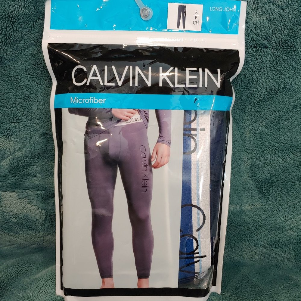 NEW Calvin Klein Men's Microfiber Long John, S, Navy Blue
